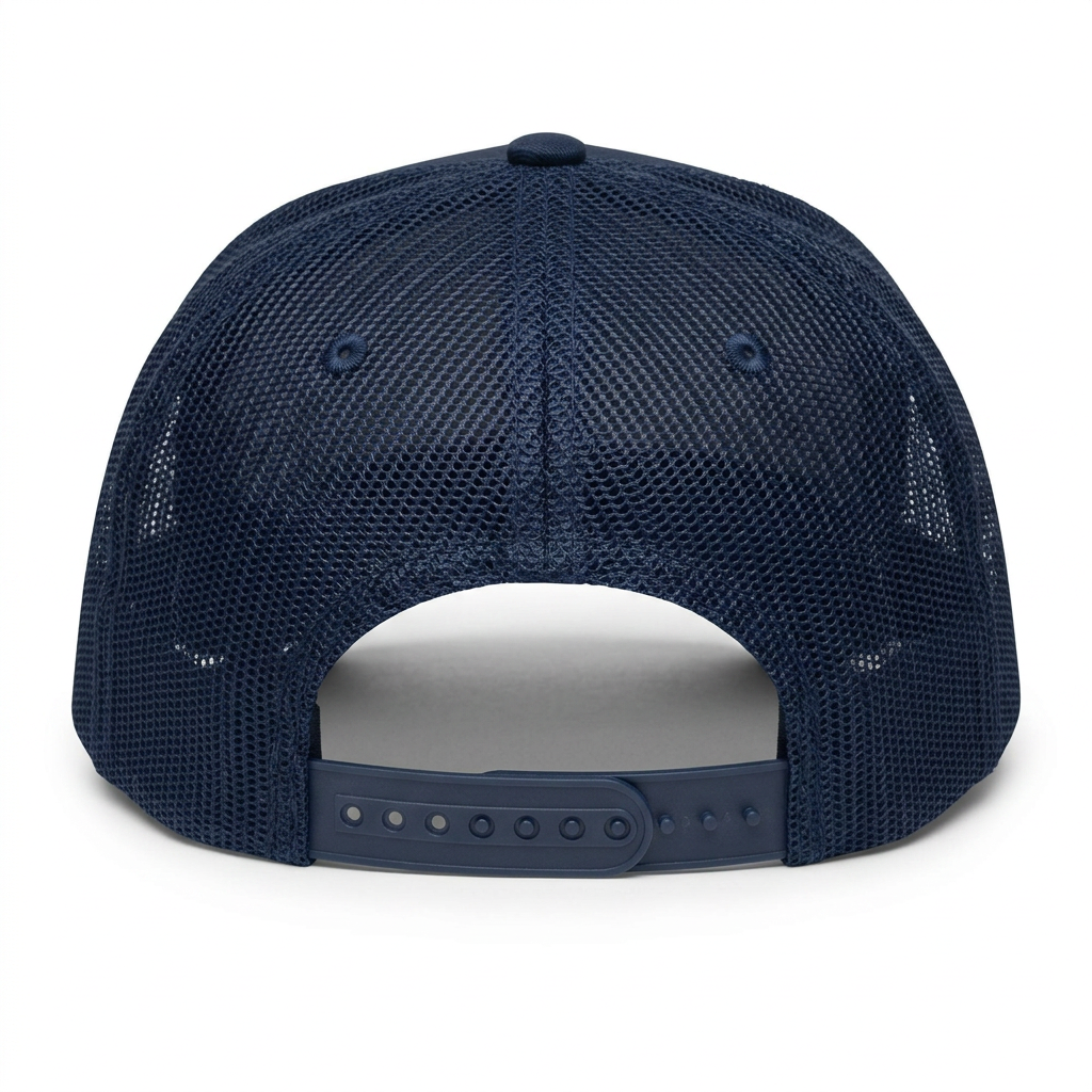 Navy blue mesh cap on a white background